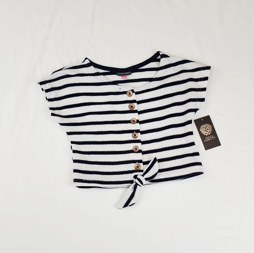 Vince Camuto Navy and White Striped Knit Set